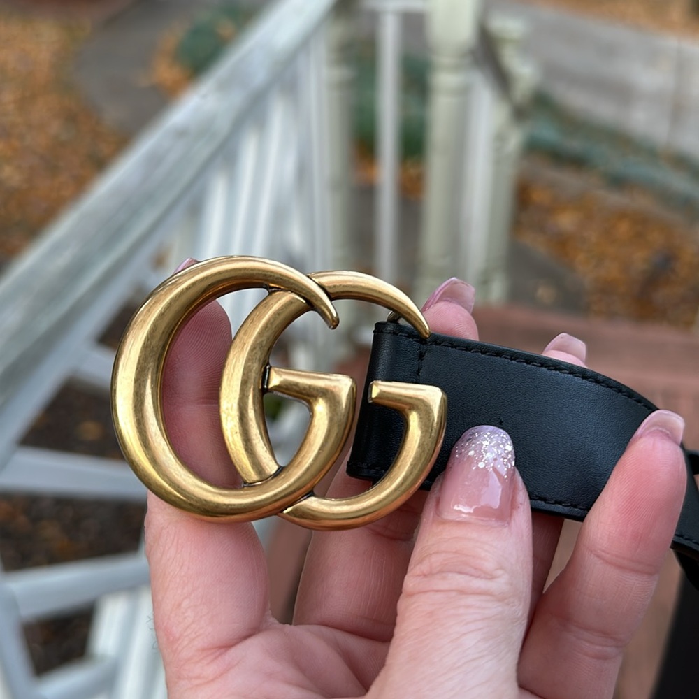 Gucci Marmont Double GG Black Leather Belt 414516 75/30
